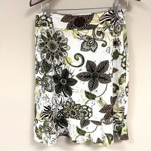 Christopher & banks linen blend floral print skirt Sz 4 - Picture 1 of 6